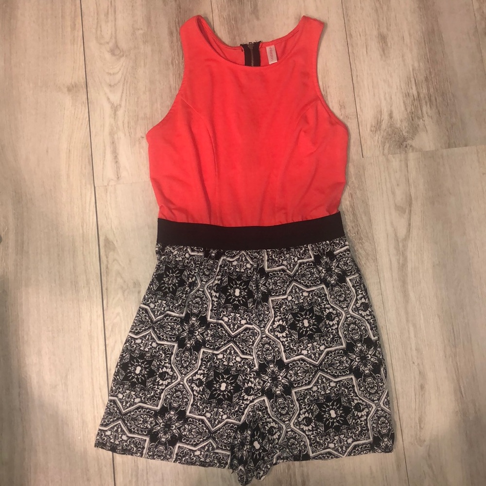 Red, Black and White Romper